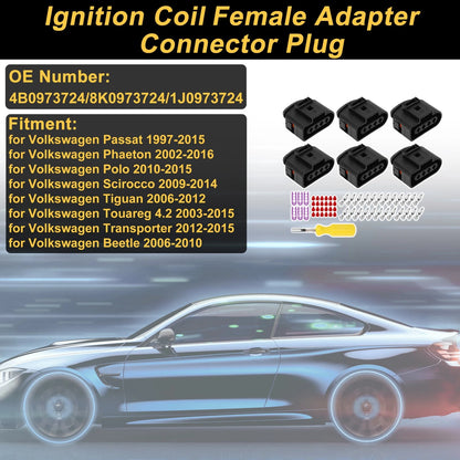 Set of 4 Ignition Coil Connector Plugs for Volkswagen Passat (No. 4B0973724)