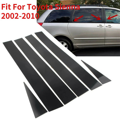 Pillar Post Door Window Trim Cover 6 pcs for Toyota Sienna (2002–2010)