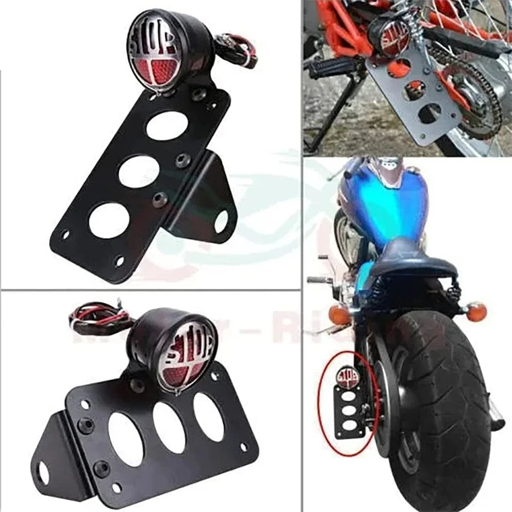 Metal Side Mount License Plate Holder Tail Light Bracket for Motorcycle