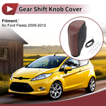 Gear Shift Knob Cover for Ford Fiesta (2009–2012) Brown Faux Leather