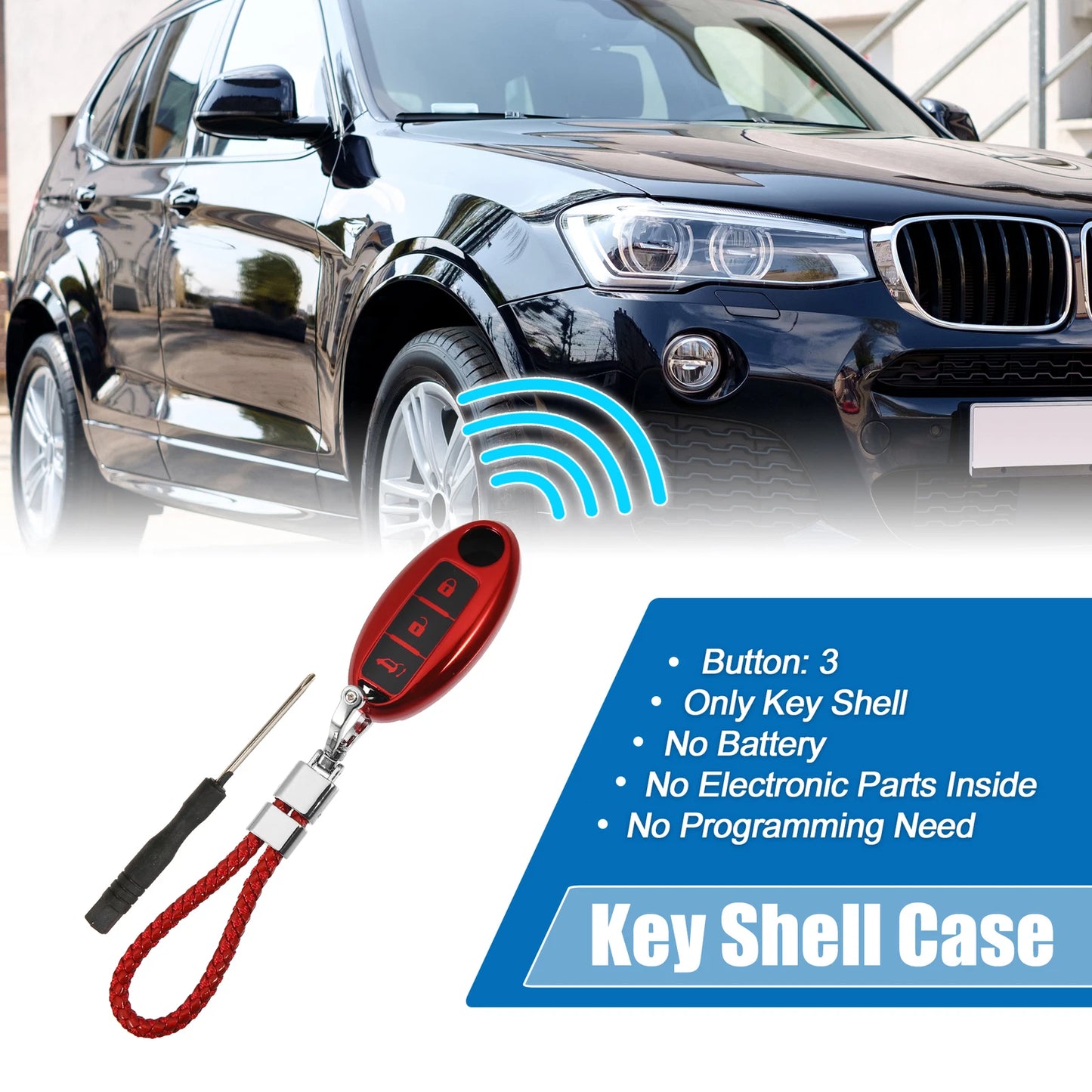 TPU 3 Button Key Fob Case Cover for Nissan (with Key Rings Kit)