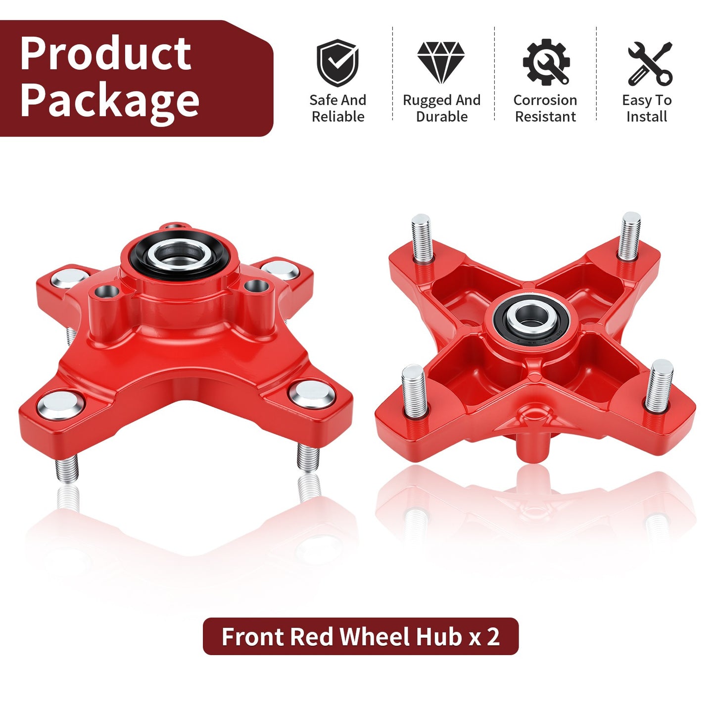 Set of 2 Front Red Wheel Hubs for Honda Sportrax 250 400 (2001–2008)