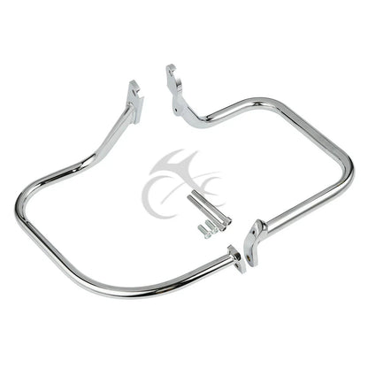 Chrome/Black Saddlebag Guard Rail Crash Bar for Harley FLST FLSTC (2000-2017)