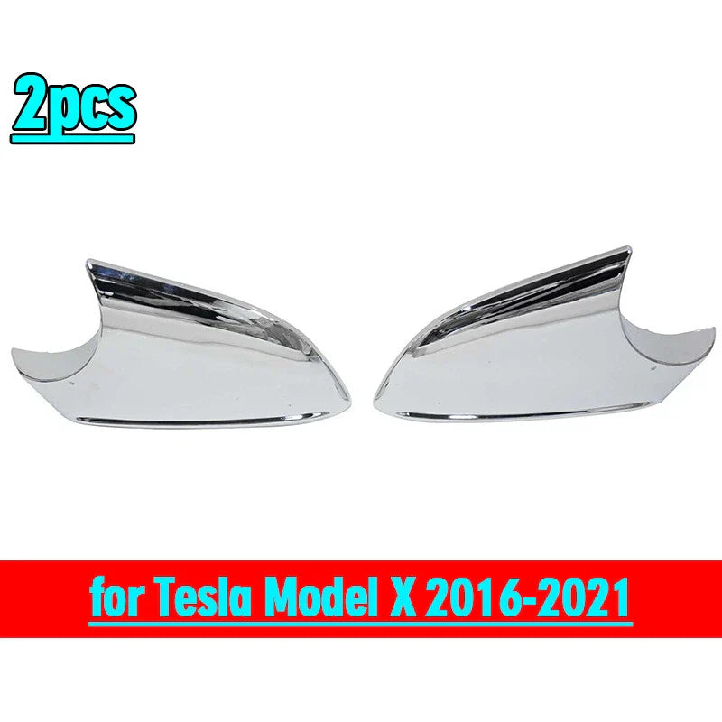 L+R Side Rear View Mirror Chrome Cover Lower Holder for Tesla Model X (2016–2021)