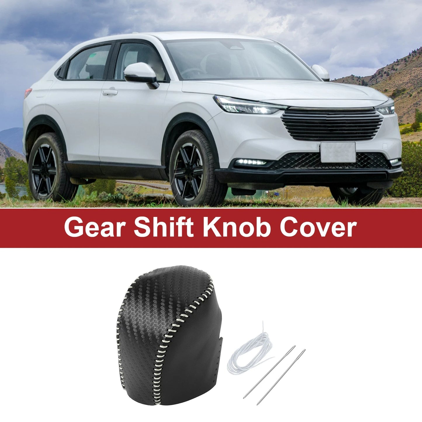 1 Pc Gear Shift Knob Cover for Honda HR-V (2023–2024) Black Carbon Fiber