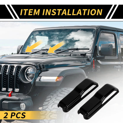 2X Engine Hood Hinge Cover Trim for Jeep Wrangler JL JLU (2018–2022) Black