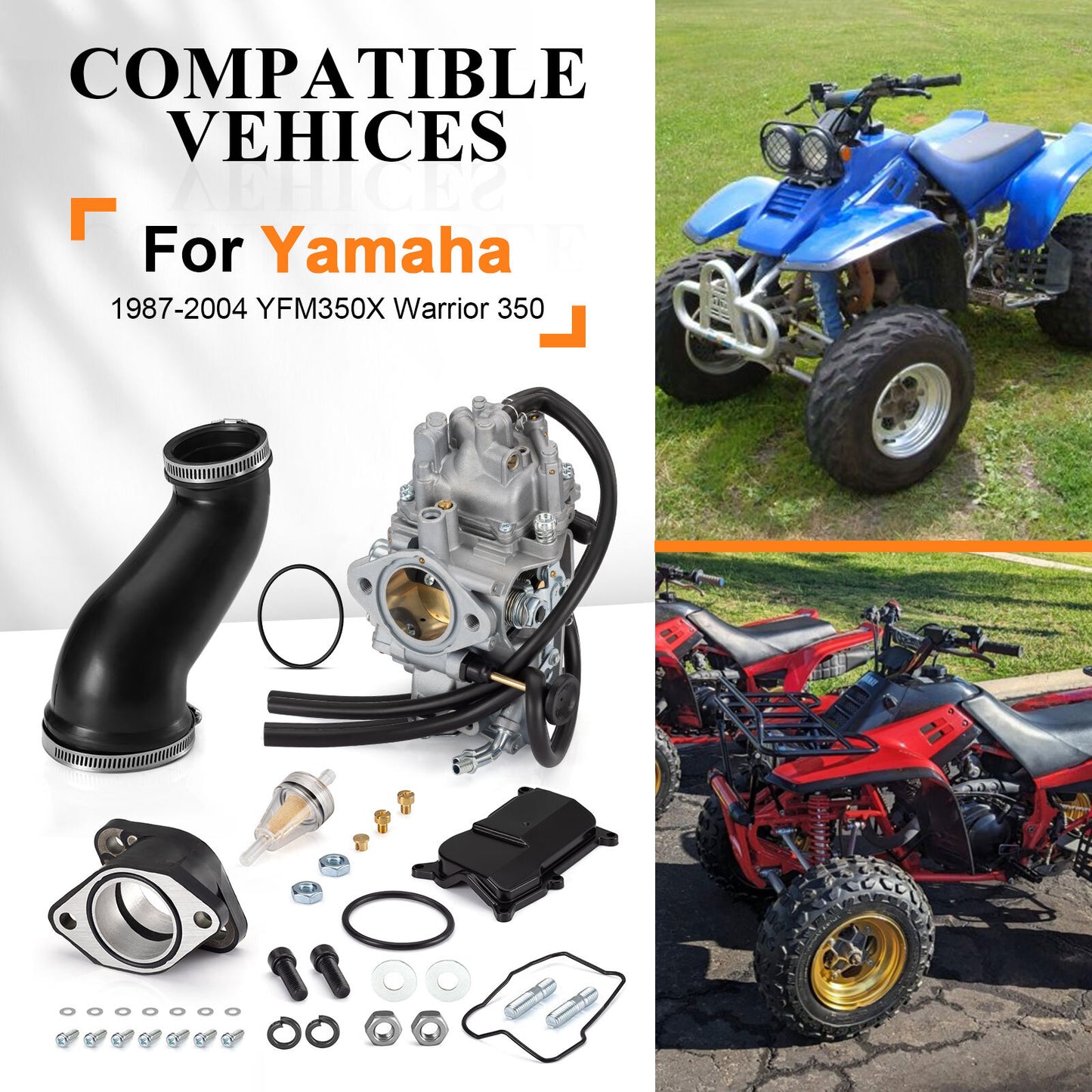 Carburetor and Intake Manifold Boot for Yamaha Warrior 350 (1987–2004)