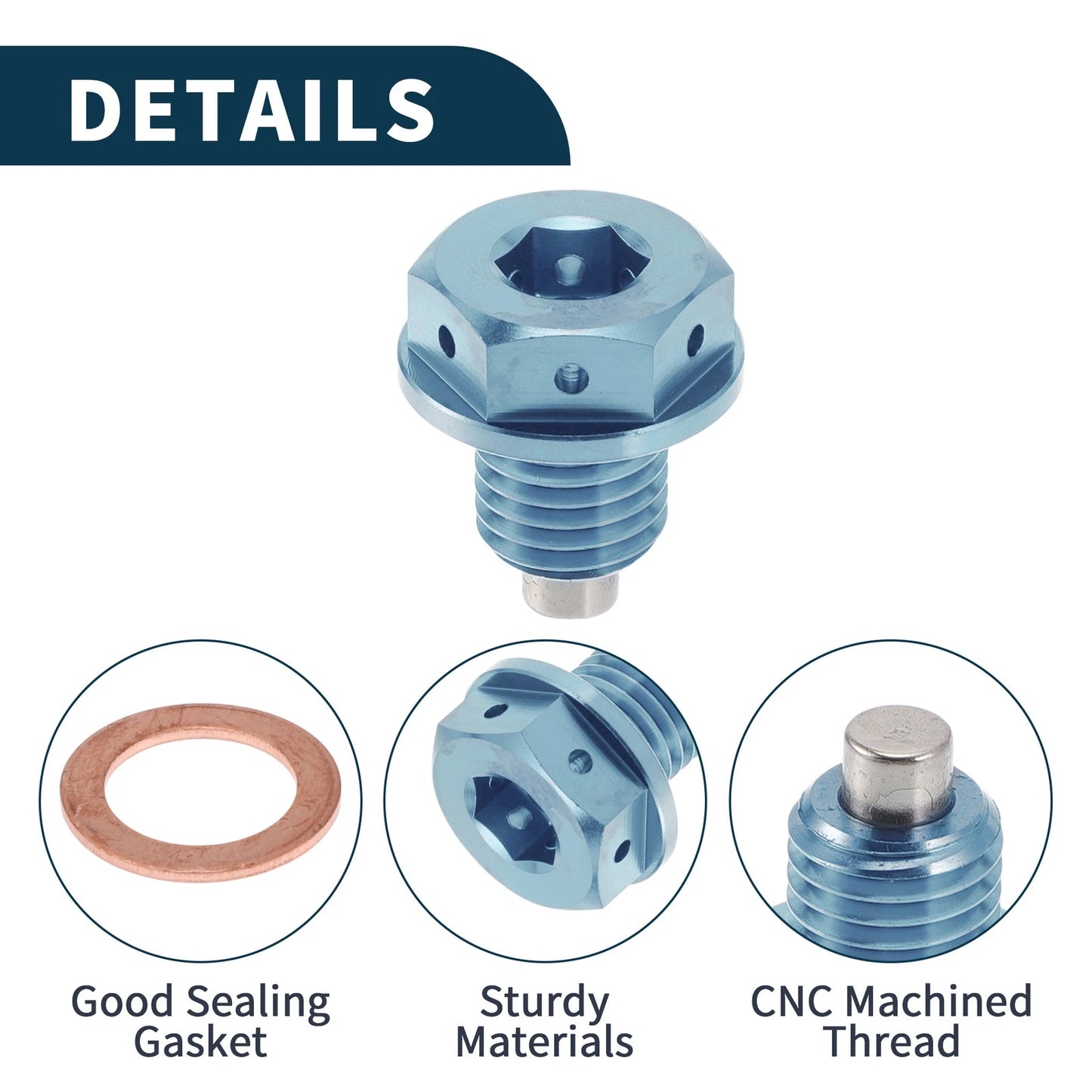 M12x1.5 Magnetic Oil Drain Plug for Universal Applications (Titanium Alloy)