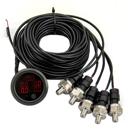 5in1 52mm Air Pressure Gauge PSI for Car Display with Sensor - Red LED