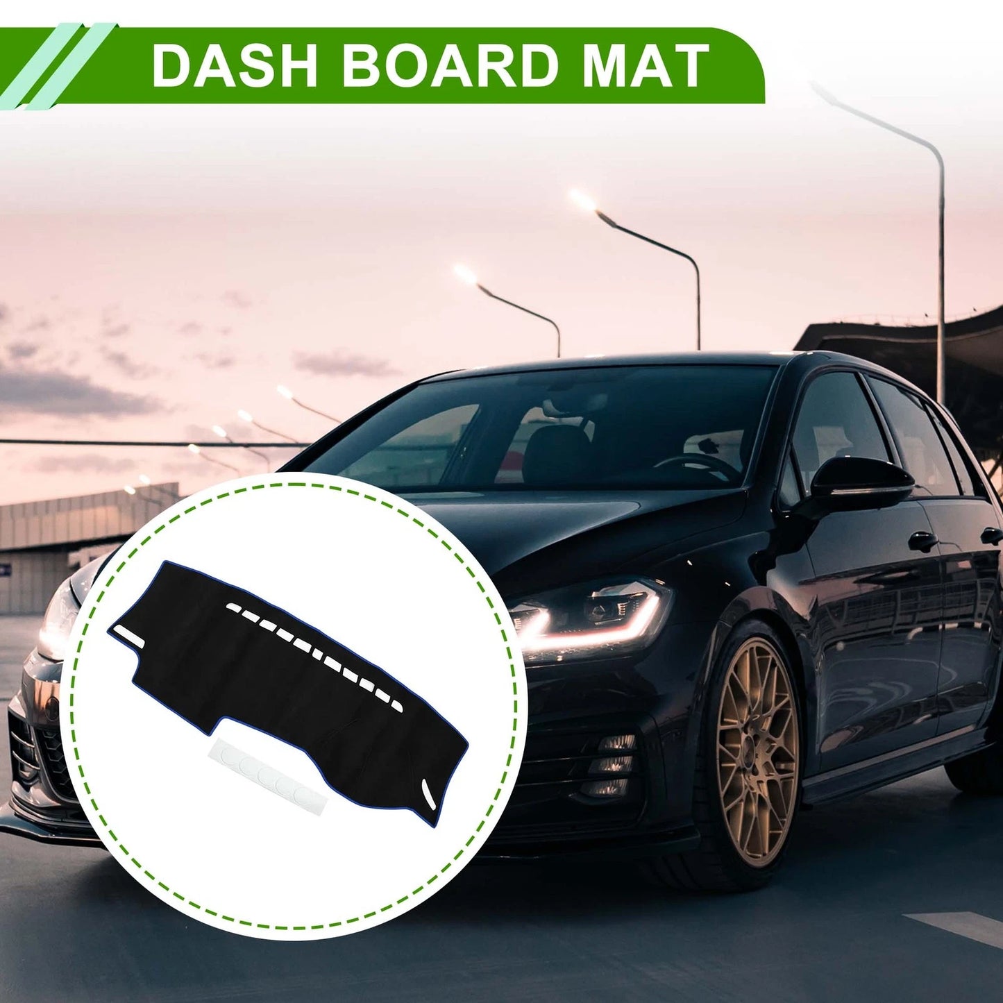 Dashboard Cover Mat for VW Golf 7 (2013–2016) Sun Protector Black Blue