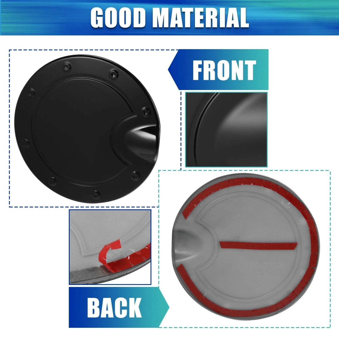 Black Fuel Tank Cover Door Gas Filler Cap for Dodge Ram (2010-2017)