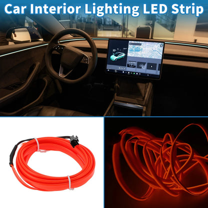 2m LED Strip Neon Wire Car Interior Decoration Lighting USB Red