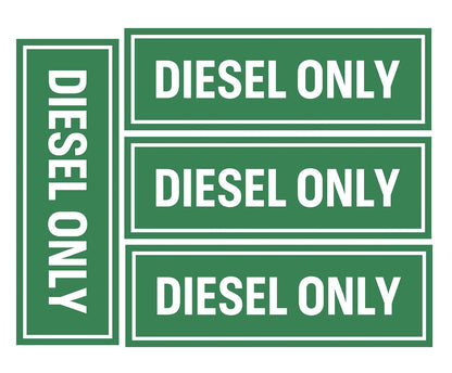 Set of 4 Diesel Only Vinyl Stickers for Trucks
