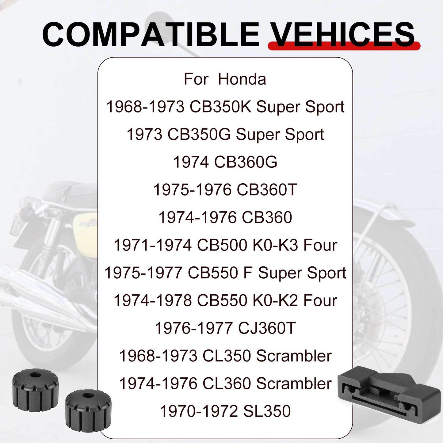 Fuel Tank Rubber Holder Kit for Honda CB350K SL350 (1972–1974)