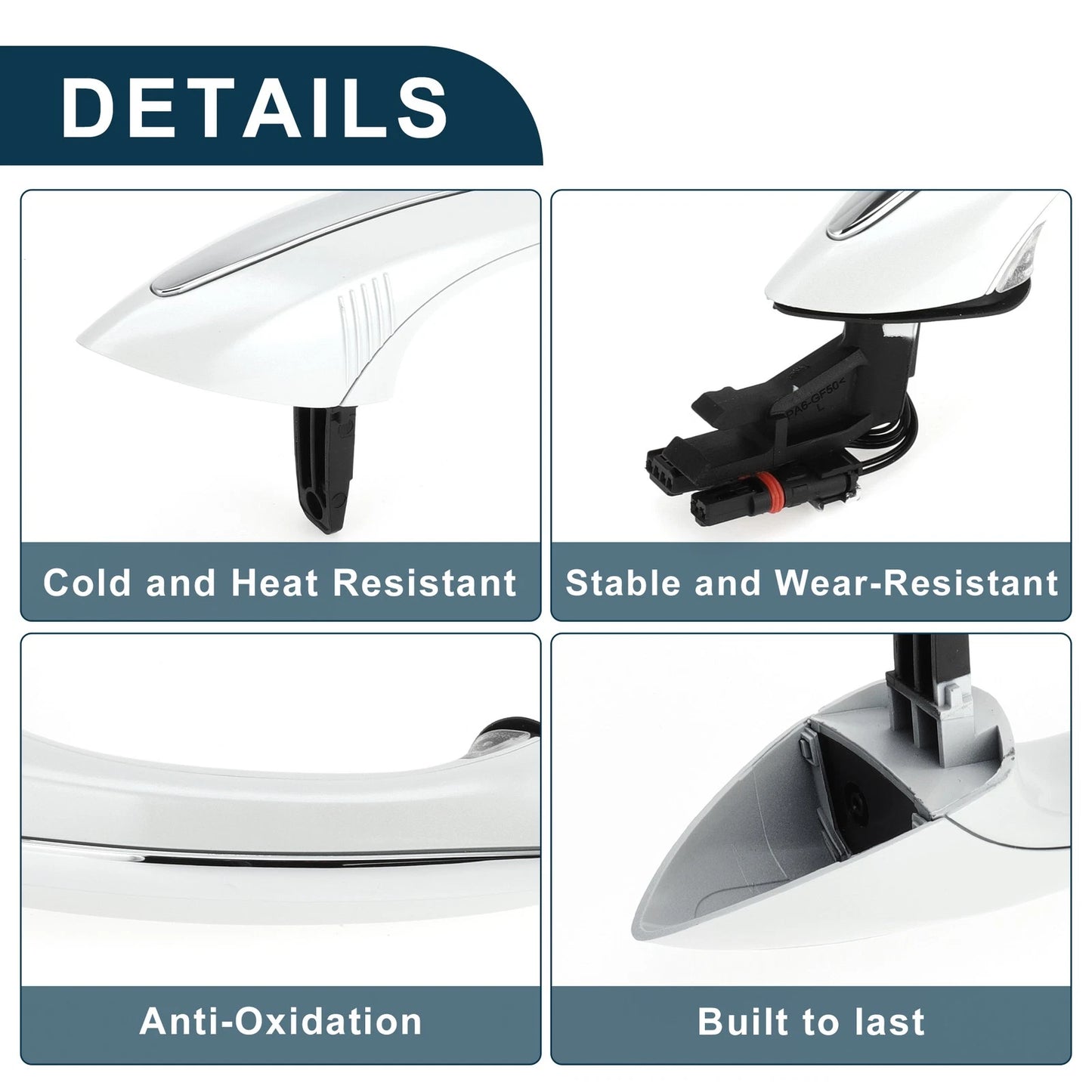 Rear Left Exterior Door Handle for BMW F07 F10 (2009–2017) No. 51217231933 White Silver Tone