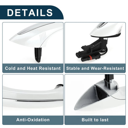 Rear Left Exterior Door Handle for BMW F07 F10 (2009–2017) No. 51217231933 White Silver Tone