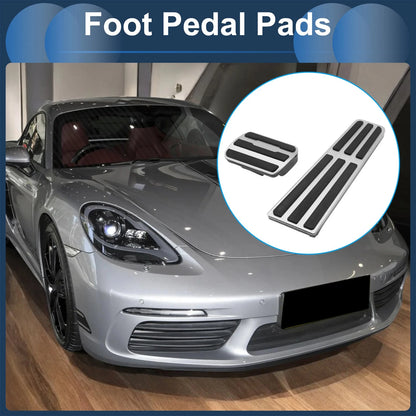 Automatic Foot Accelerator Pedal Covers for Porsche 718/911 (No Mark, Silver Tone)