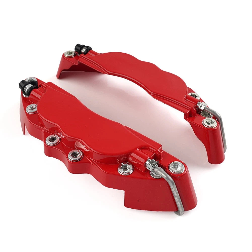 Set of 4 Metal Disc Brake Caliper Covers for Universal Fit (Small Size) Red