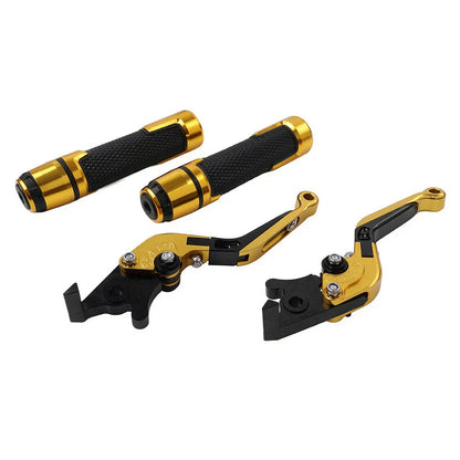 Gold Extendable Brake Clutch Levers & Handlebar Grips for Suzuki DL1000 (2002-2023)