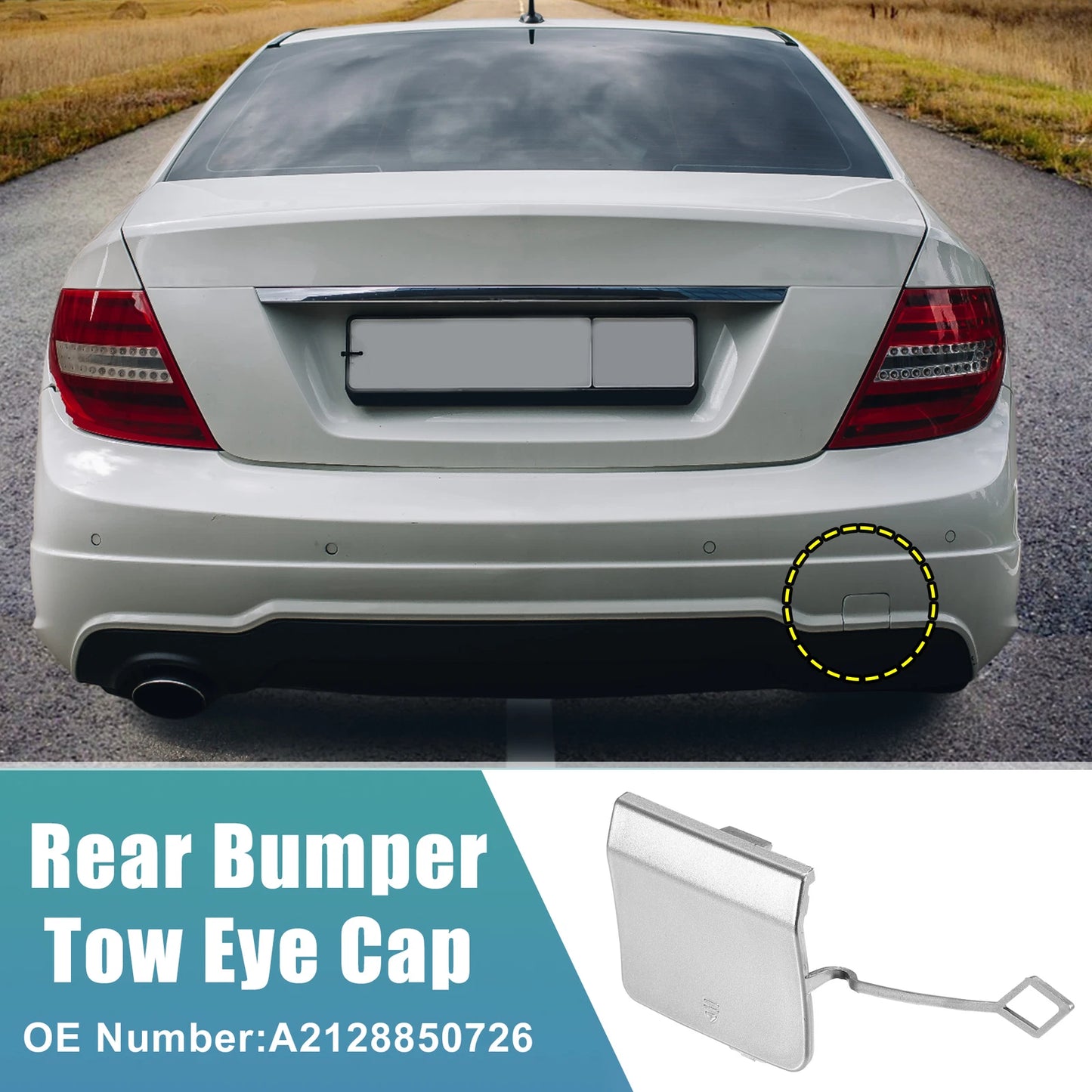 Rear Bumper Tow Hook Cap for Mercedes Benz E-Class (2017–2023) No.A2128850726 Silver Tone