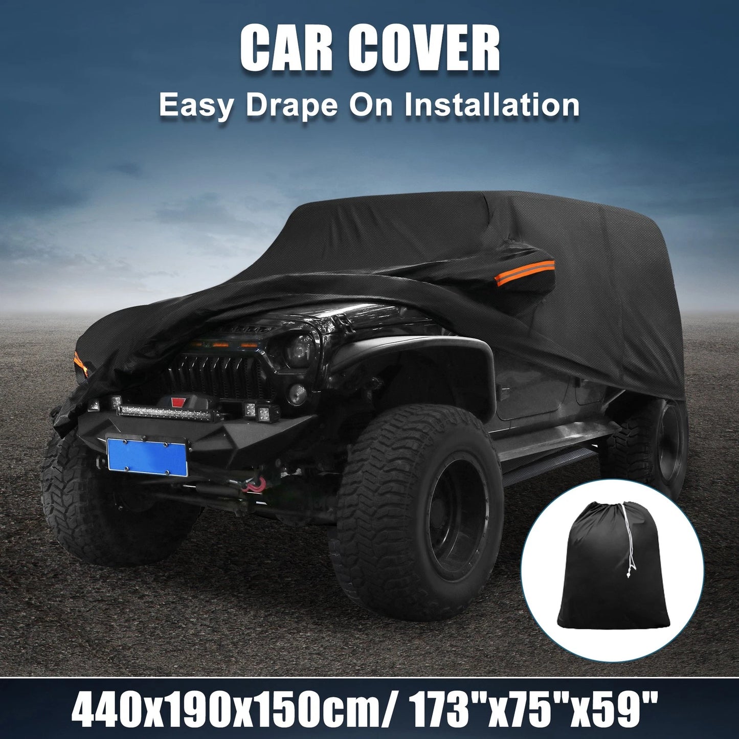 Waterproof Aluminum Film Car Cover for Jeep Wrangler JK2 (2007–2017)