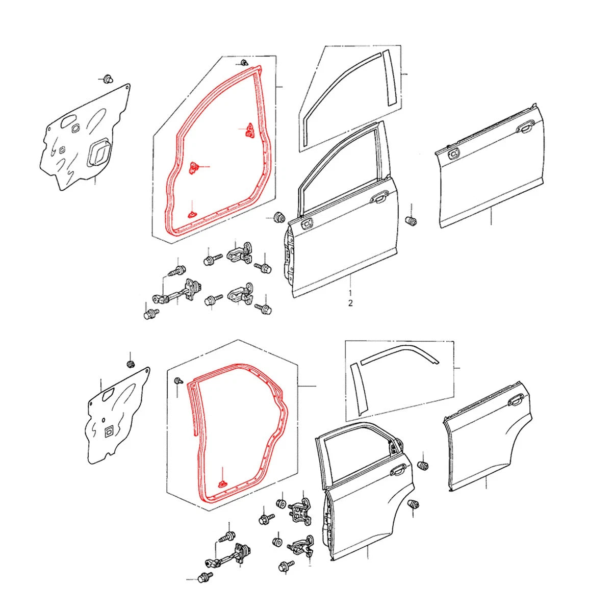 Set of 4 Door Weatherstrips for Honda Fit (2003–2008)