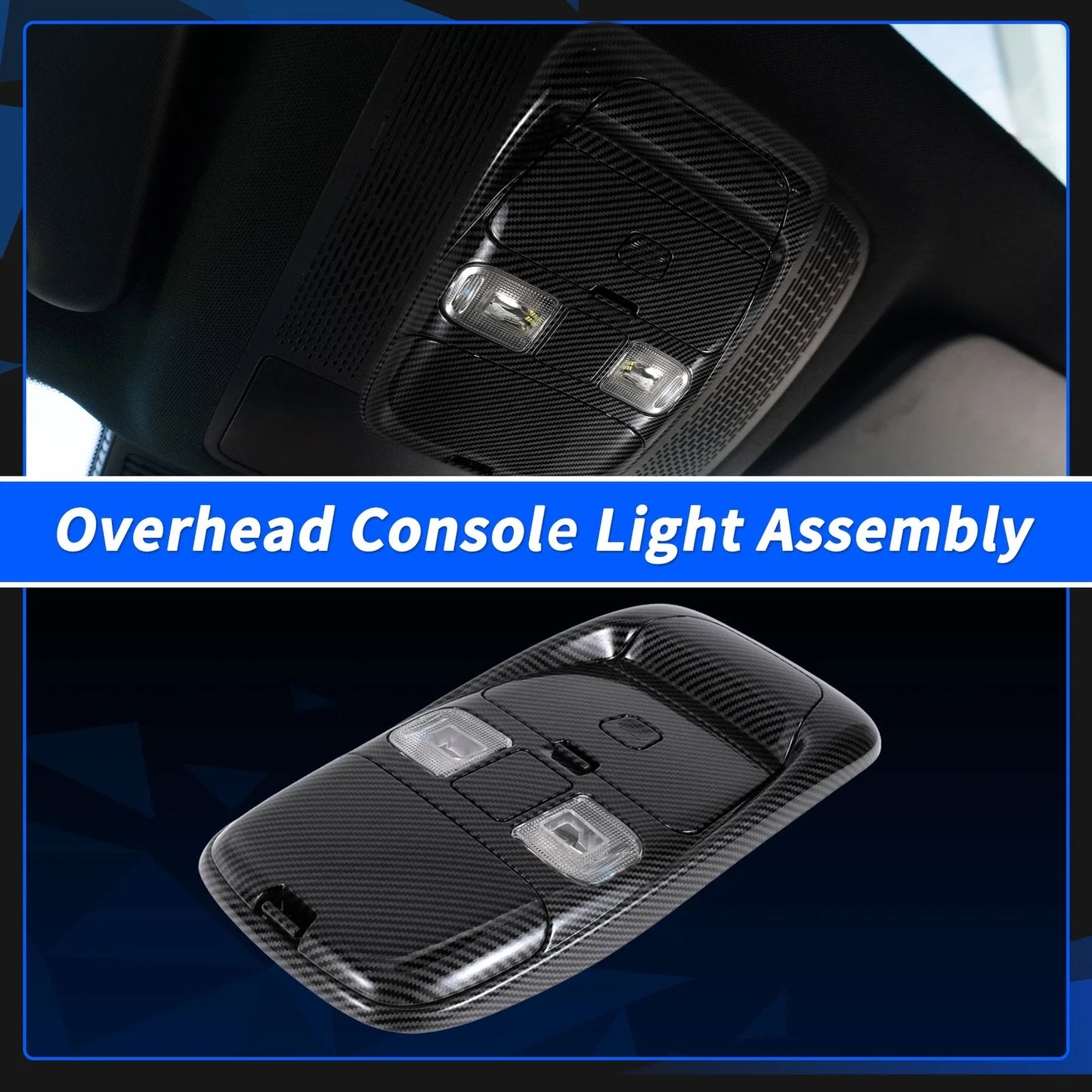 Carbon Fiber Overhead Console Light Assembly for Dodge Ram 1500 (2019-2023)