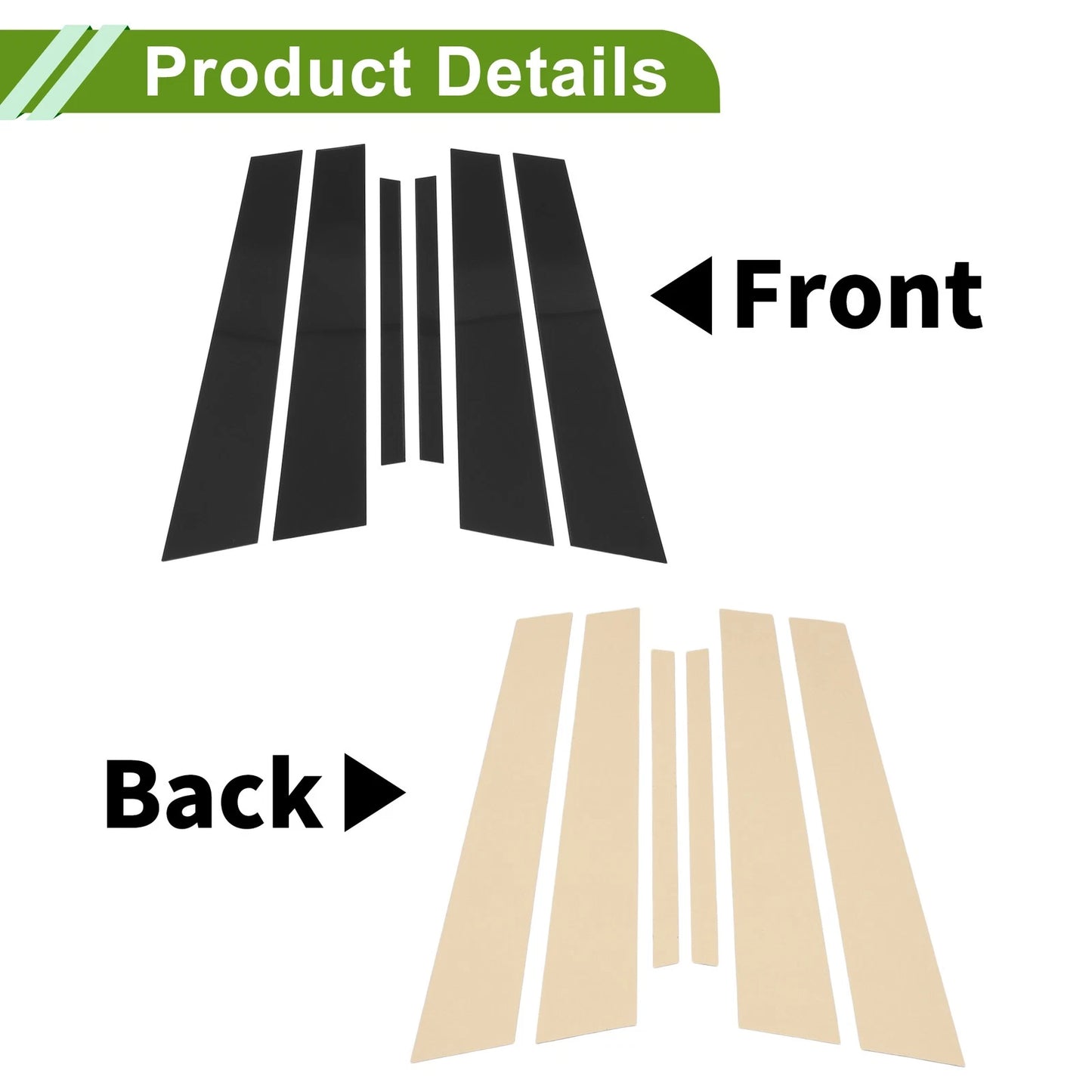 6 Pcs Door Pillar Window Trim for BMW 3-Series (1999–2005) Black