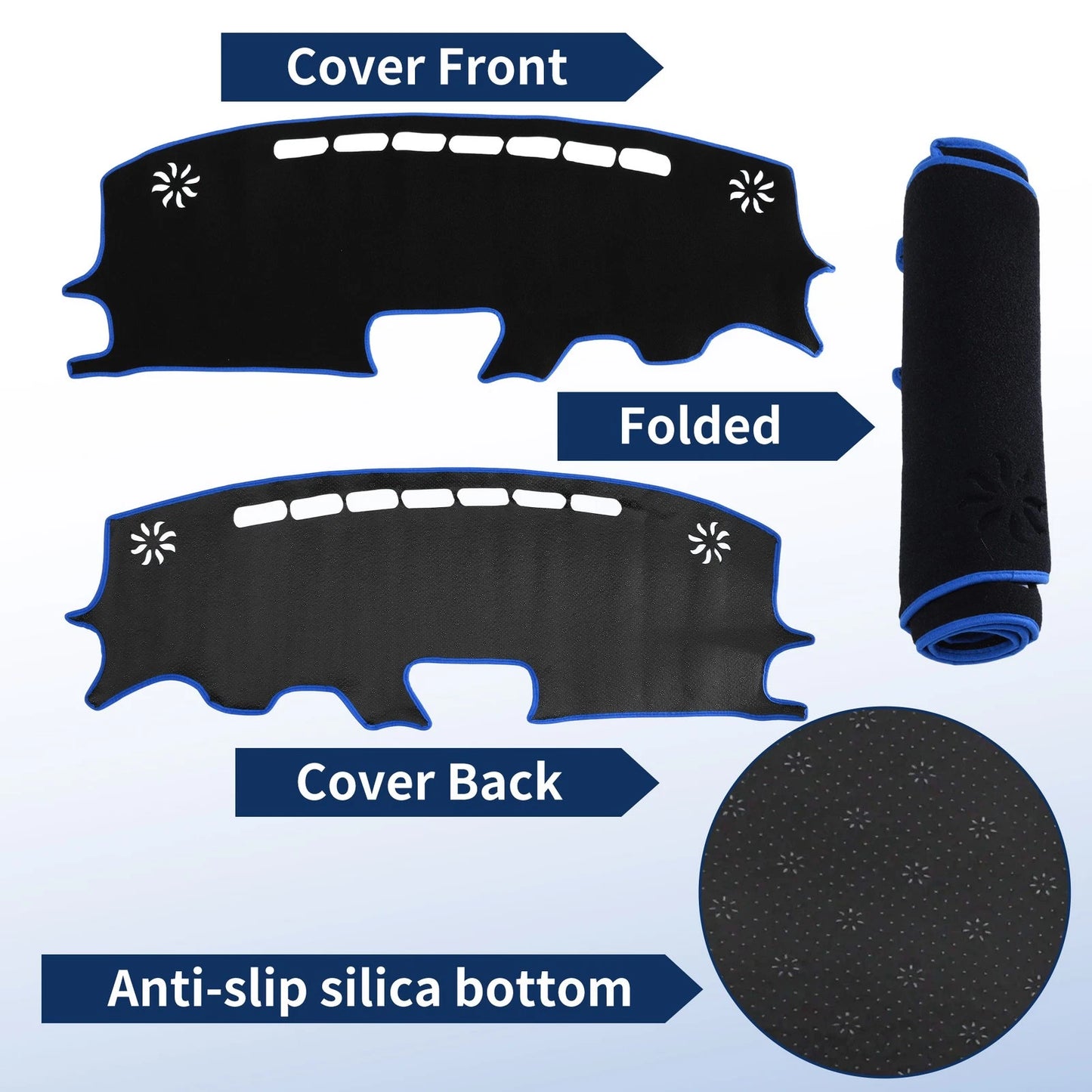 Dash Cover for Mazda Demio DJ Series (2014–2019) Polyester Black Blue Edge