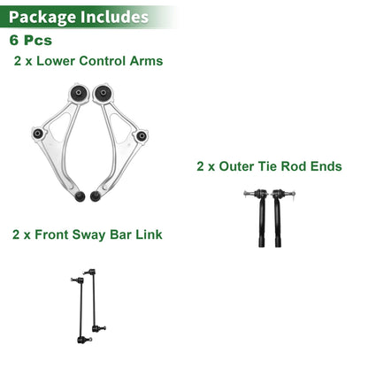 6 Pcs Front Stabilizer Bar Links & Lower Control Arms for Nissan Altima