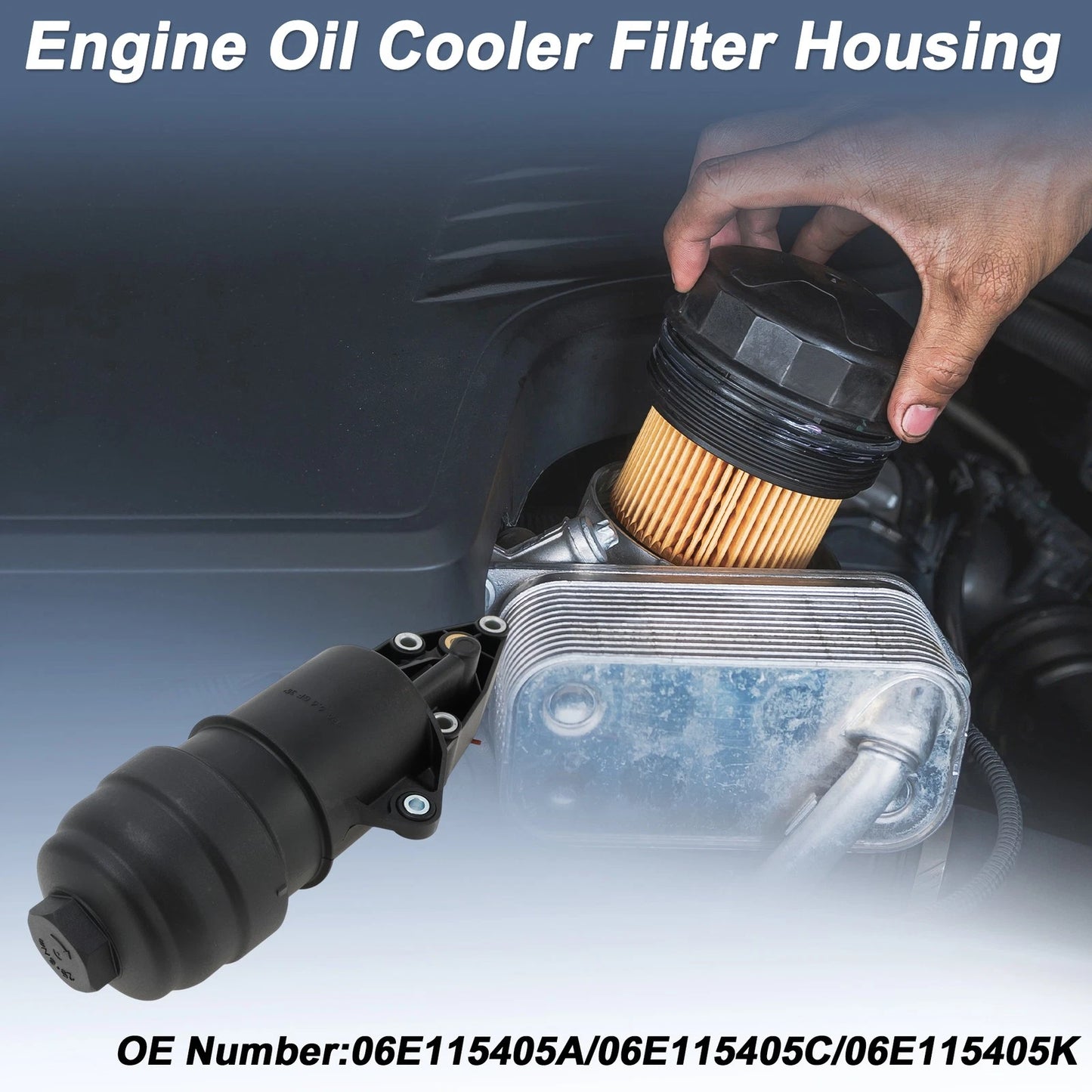 Engine Oil Filter Housing for Audi A4 (2005–2008) V6 3.2L No.06E115405A Set of 1