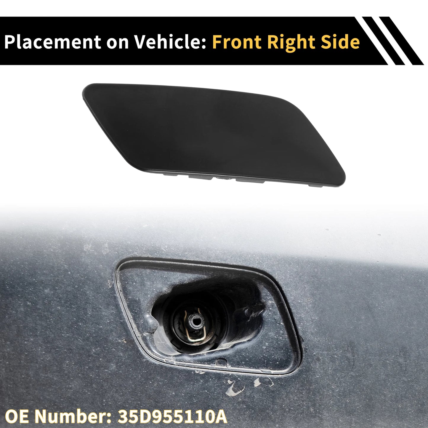 Right Bumper Headlight Washer Nozzle Cover Cap for VW CC (2011–2017) 358