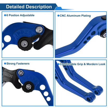 Short Brake Clutch Levers for Yamaha YZF-R25 (2014–2015) - Blue, 1 Pair