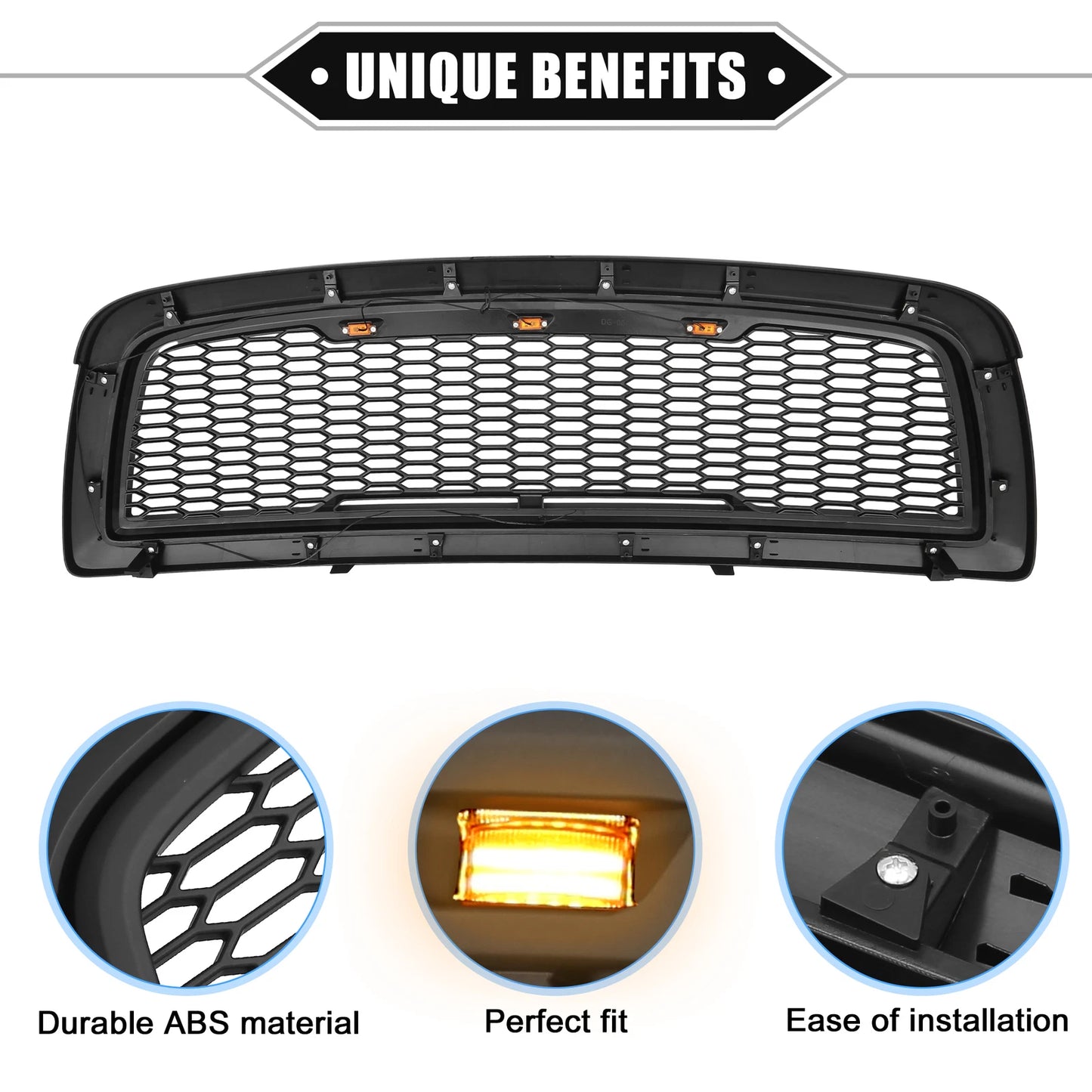 Front Grille Assembly with LED Lights for Dodge Ram 1500 (2009–2010)