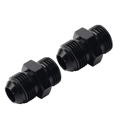 Black Aluminum AN8 Flare to 8AN ORB Male Fitting Adapter w/ O-Rings