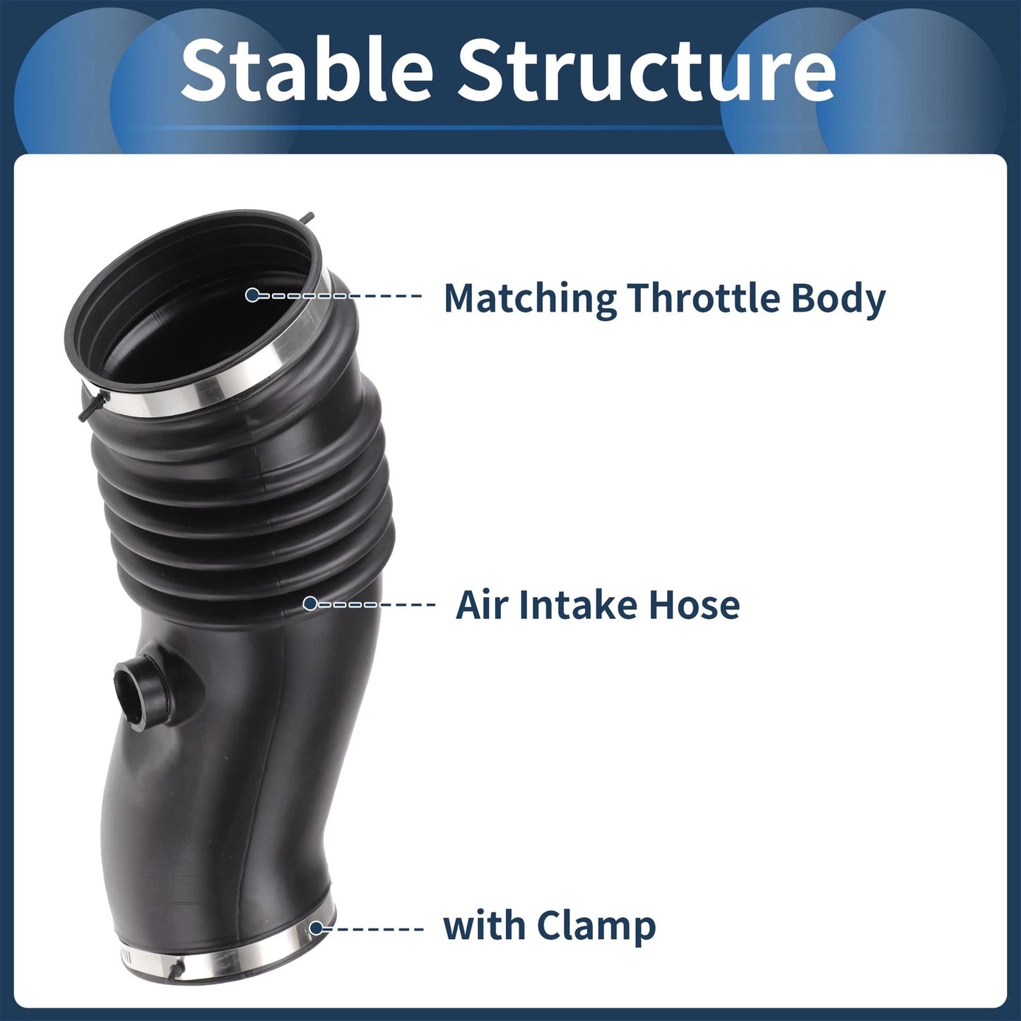 Engine Air Intake Hose for Ford F-250 (No. 696324) Rubber Clamp