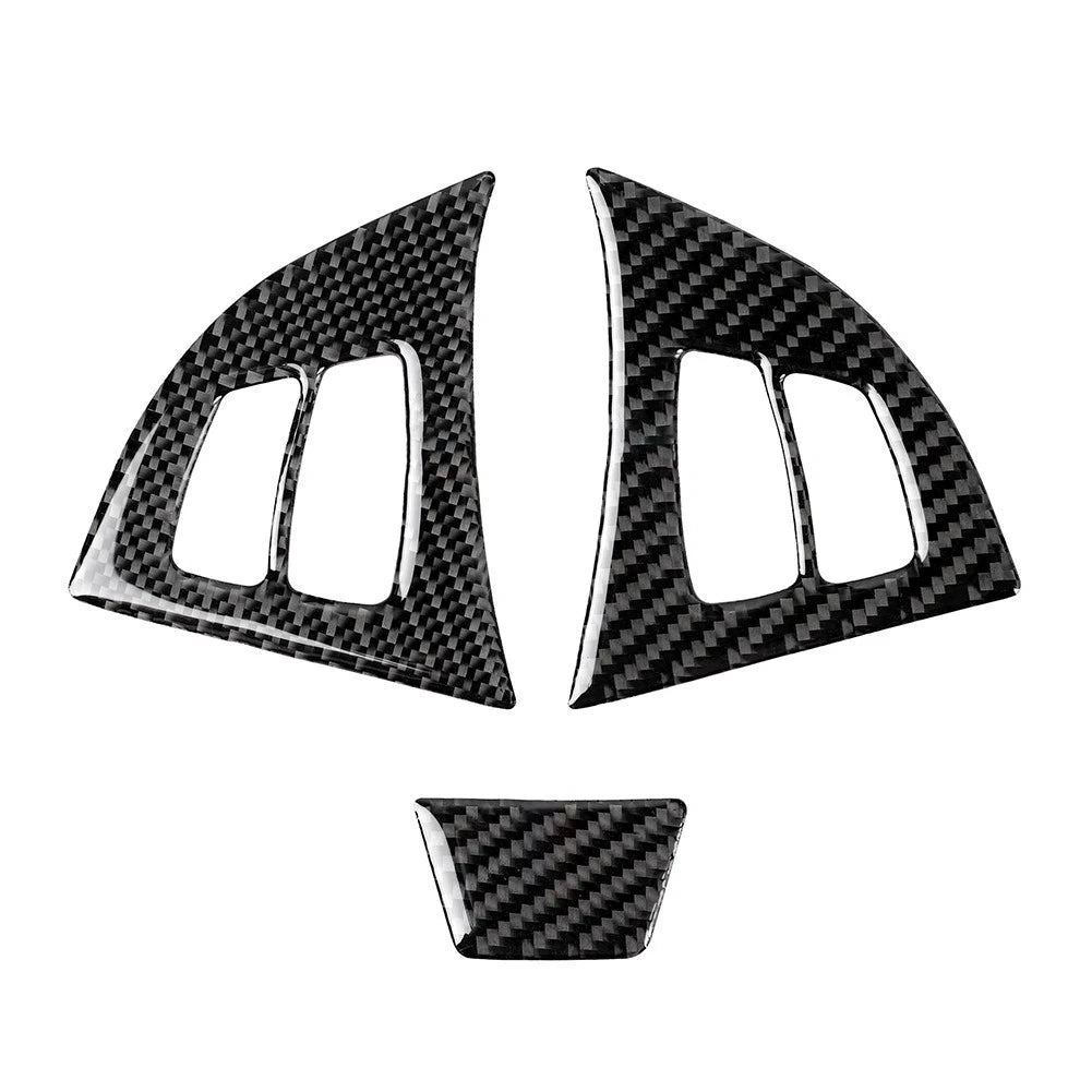 3 Pcs Carbon Fiber Steering Wheel Cover Trim for BMW X5 E70 (2006–2013), X6 E71 (2008–2014)