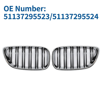 Pair Front Upper Bumper Grille for BMW 2 Series F22 Chrome Silver Tone