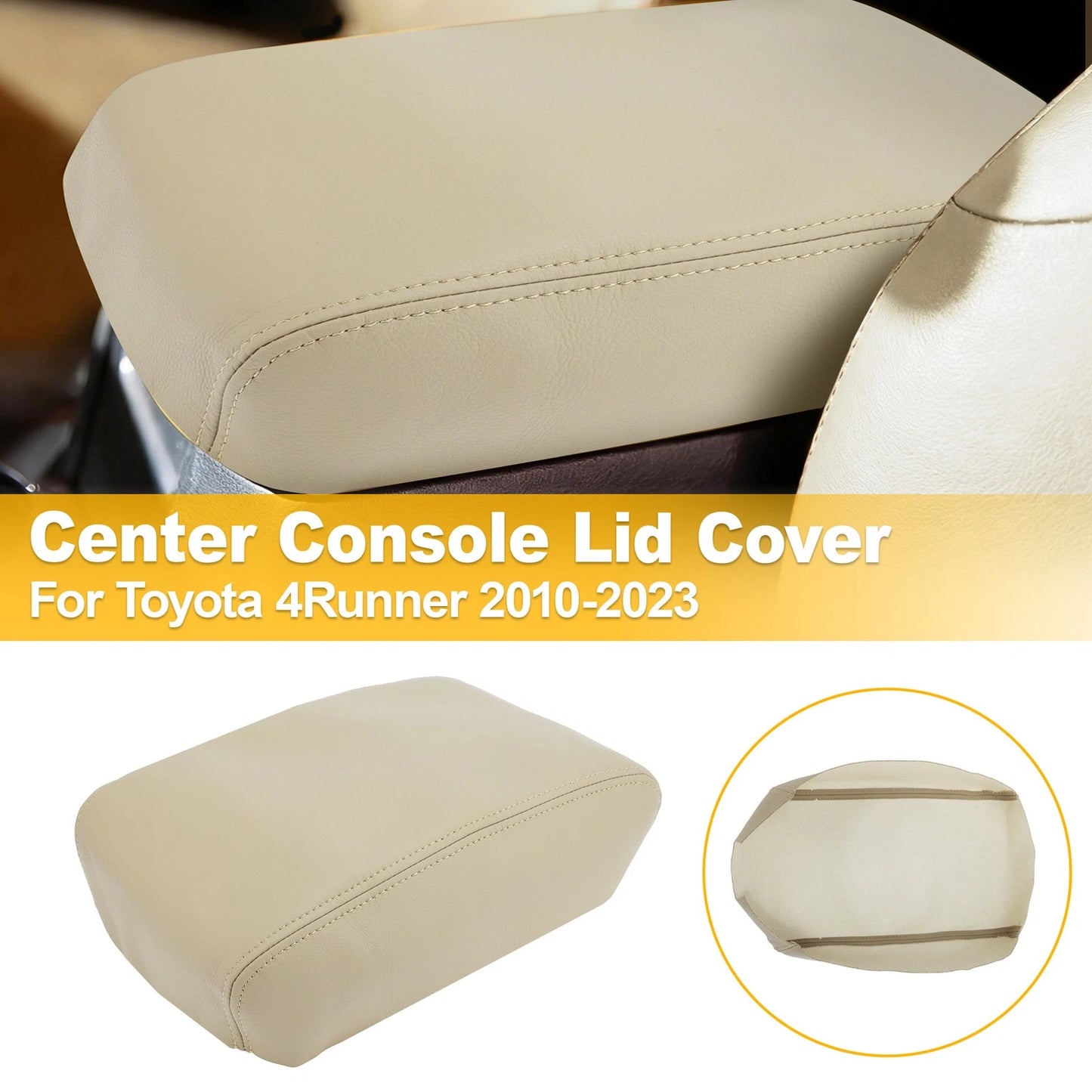 Leather Middle Console Lid Armrest Cover for Toyota 4Runner (2010–2023)