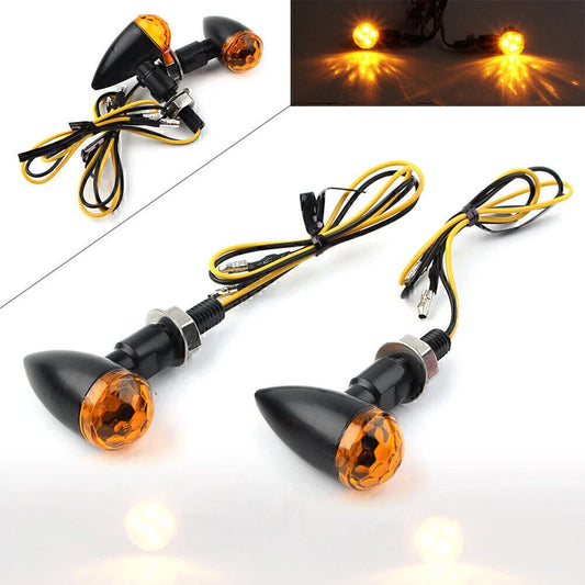 Universal Black Metal LED Mini Amber Turn Signal Lights for Car