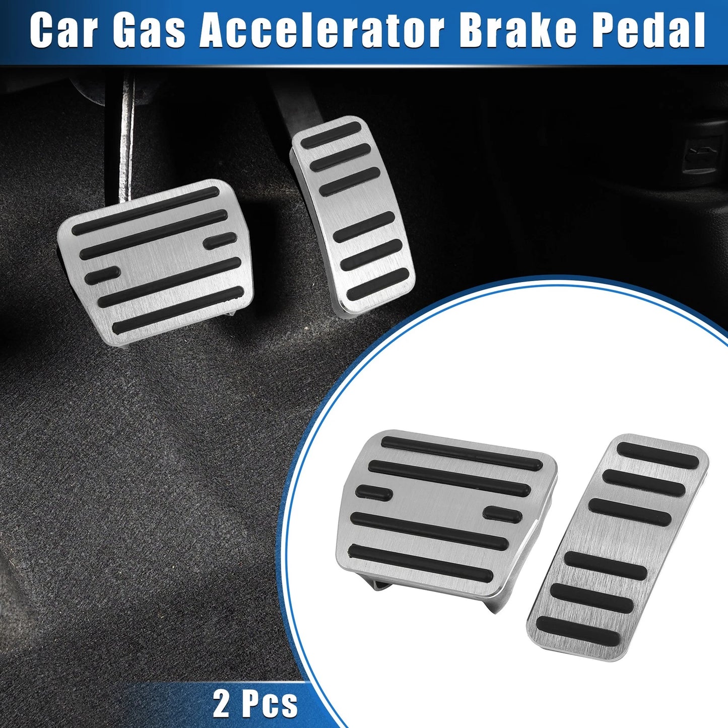 2pcs Gas Accelerator Brake Pedal Cover for VW Atlas (2018–2021) Silver Tone