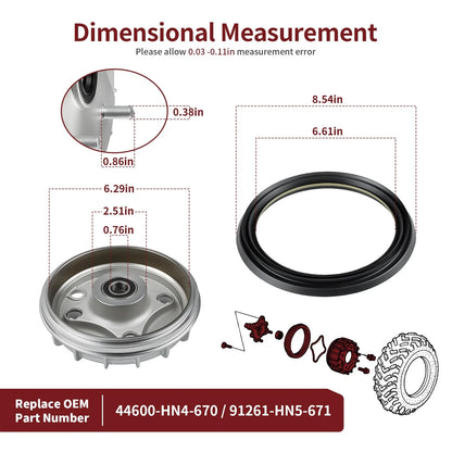Front Brake Drum & Seal 2x4 for Honda Rancher 350 TM/TE (2000–2006)