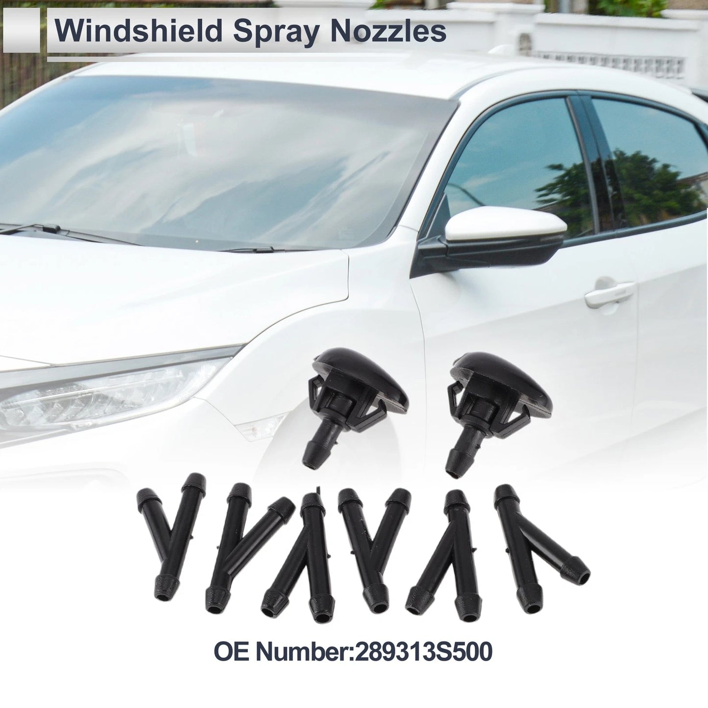 Washer Nozzle Set of 6 w/ Hose Connector for Nissan (No. 289313S500)