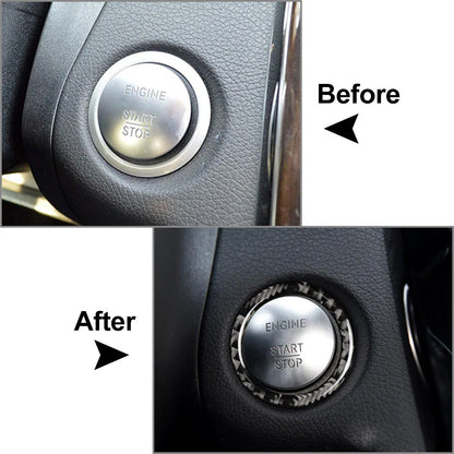 Carbon Fiber Engine Start Stop Button Ring Cover for Mercedes-Benz A B C (2013-2023)
