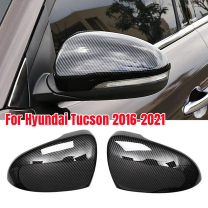 2 x Carbon Fiber Rearview Mirror Cover Cap for Hyundai Tucson (2016–2021)