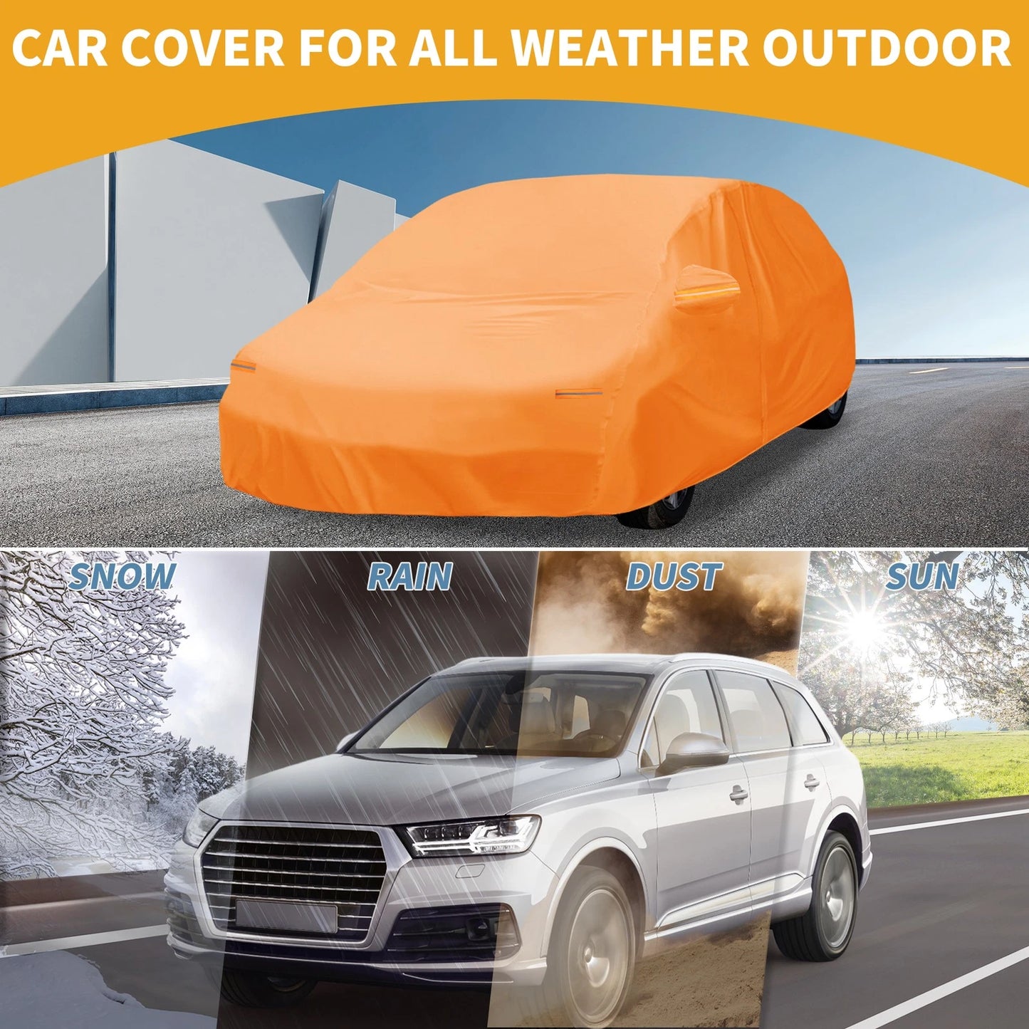 Waterproof Car Cover for Subaru Legacy (All Weather, Orange, Zipper)