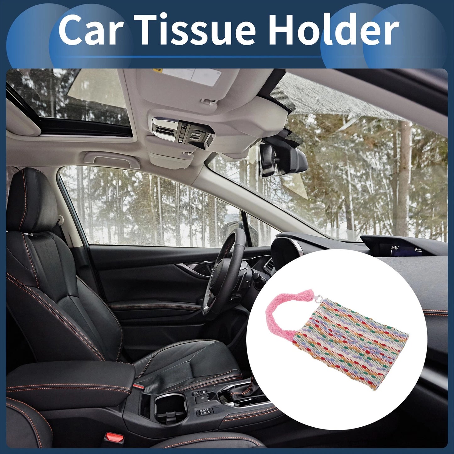 Tissue Holder for Car - Jacquard Woven Plush Pink (10.24"x6.69"x1.18")