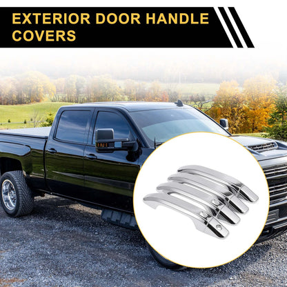Set of 4 Exterior Door Handle Covers for GMC Yukon (Chrome Silver Tone)