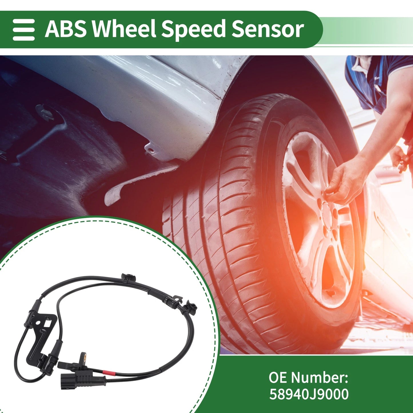 ABS Wheel Speed Sensor No. 58940J9000 for Hyundai Kona (2018–2023)