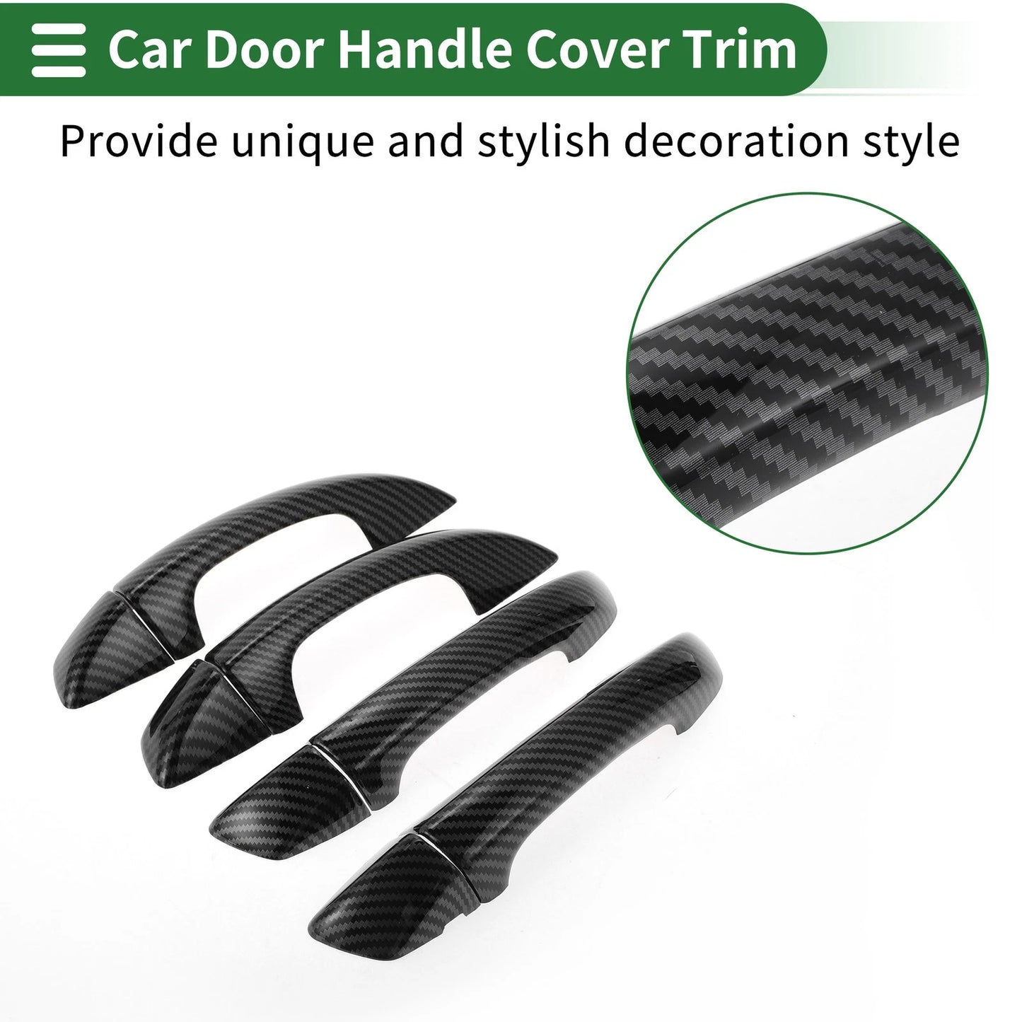 Car Door Handle Cover Trim for VW Golf MK6 (2009–2012) Carbon Fiber Black
